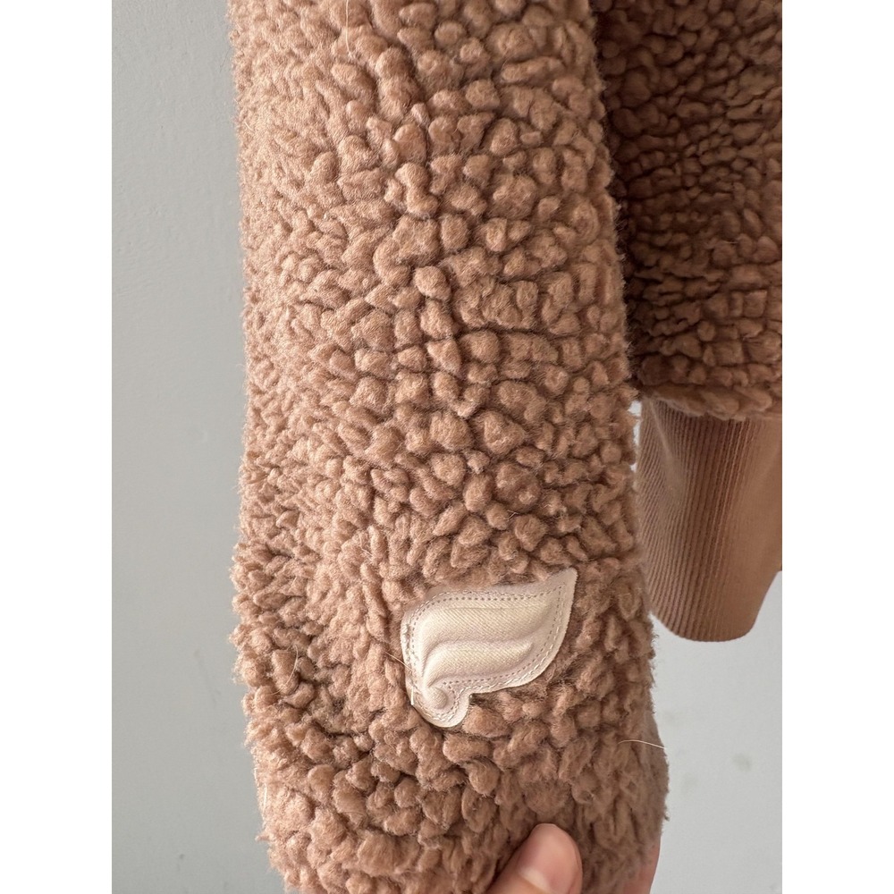 Fabletics Jacket Womens Small Brown Sherpa Fleece Hooded Short Full Zip Lined - Picture 6 of 6